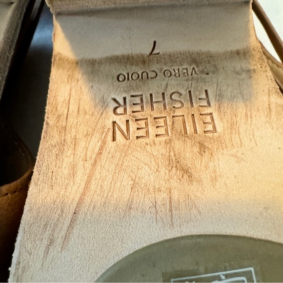 Eileen Fisher 7 Allie Sandals Open Toe Heels Leather Boho Casual - Picture 10 of 10